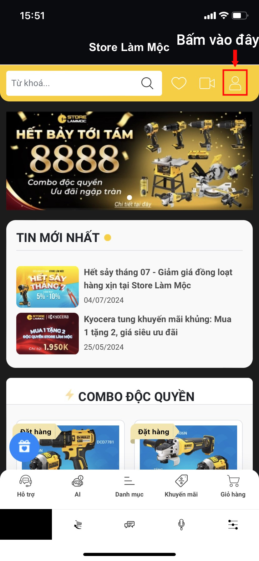 B1 Nhấp vào Đăng ký trên điện thoại