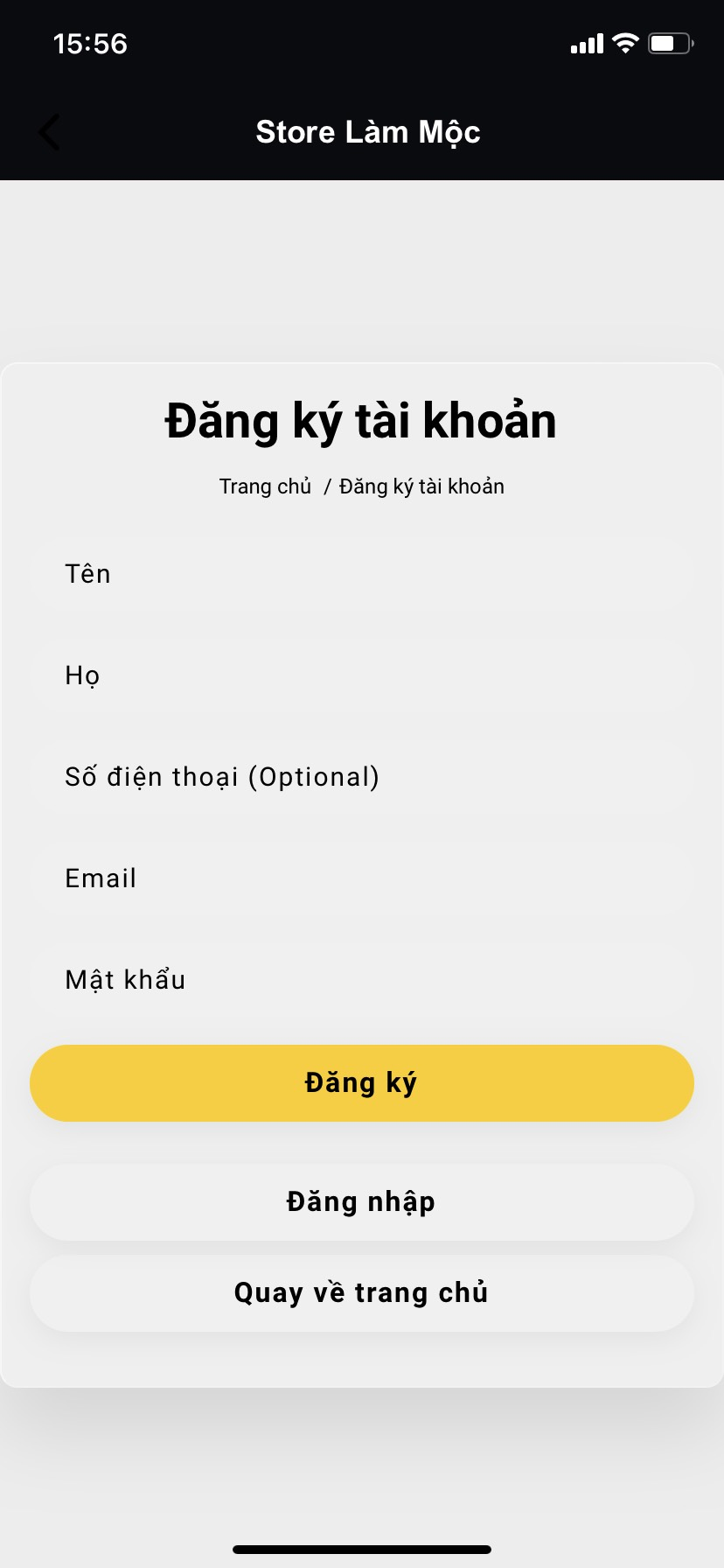B3 Điền thông tin theo yêu cầu trên điện thoại
