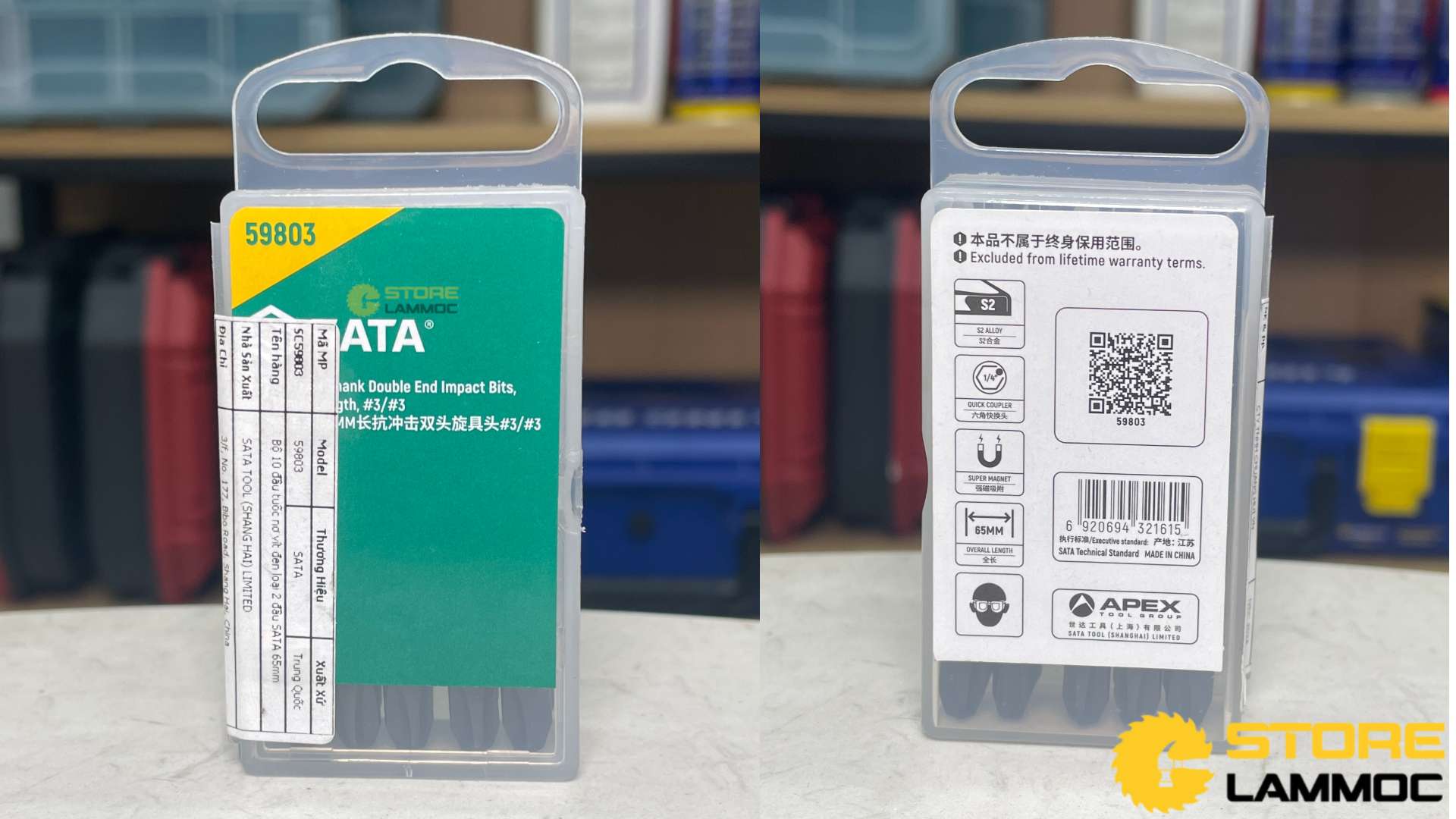 Bộ 10 đầu tua vít đen loại 2 đầu PH3 65mm Sata 59803