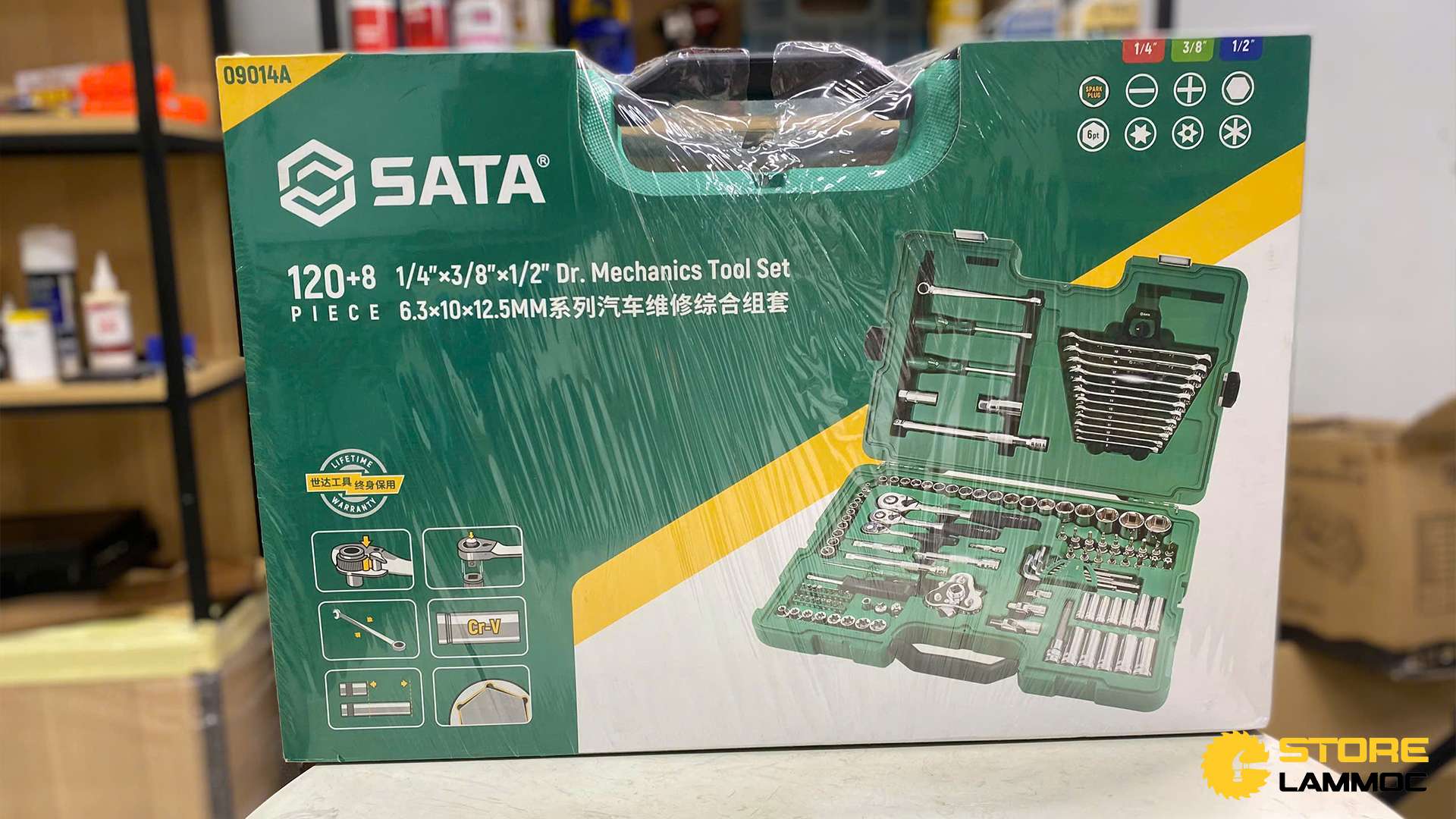 Bộ dụng cụ bảo trì ô tô 1/2inch (bộ 128 cái) Sata 09014A