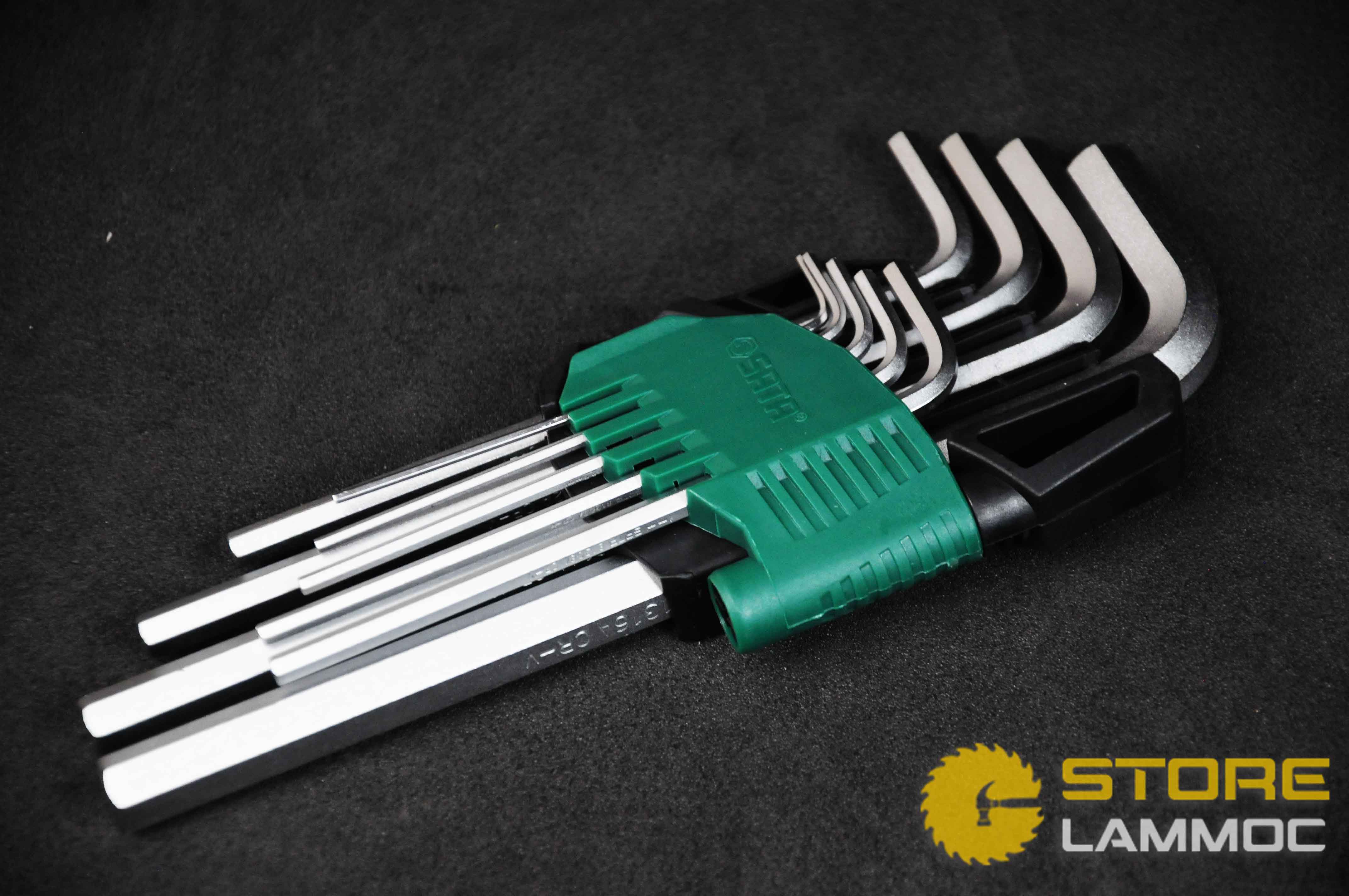 Bộ lục giác thẳng Sata 09107A 9 chi tiết hệ mét