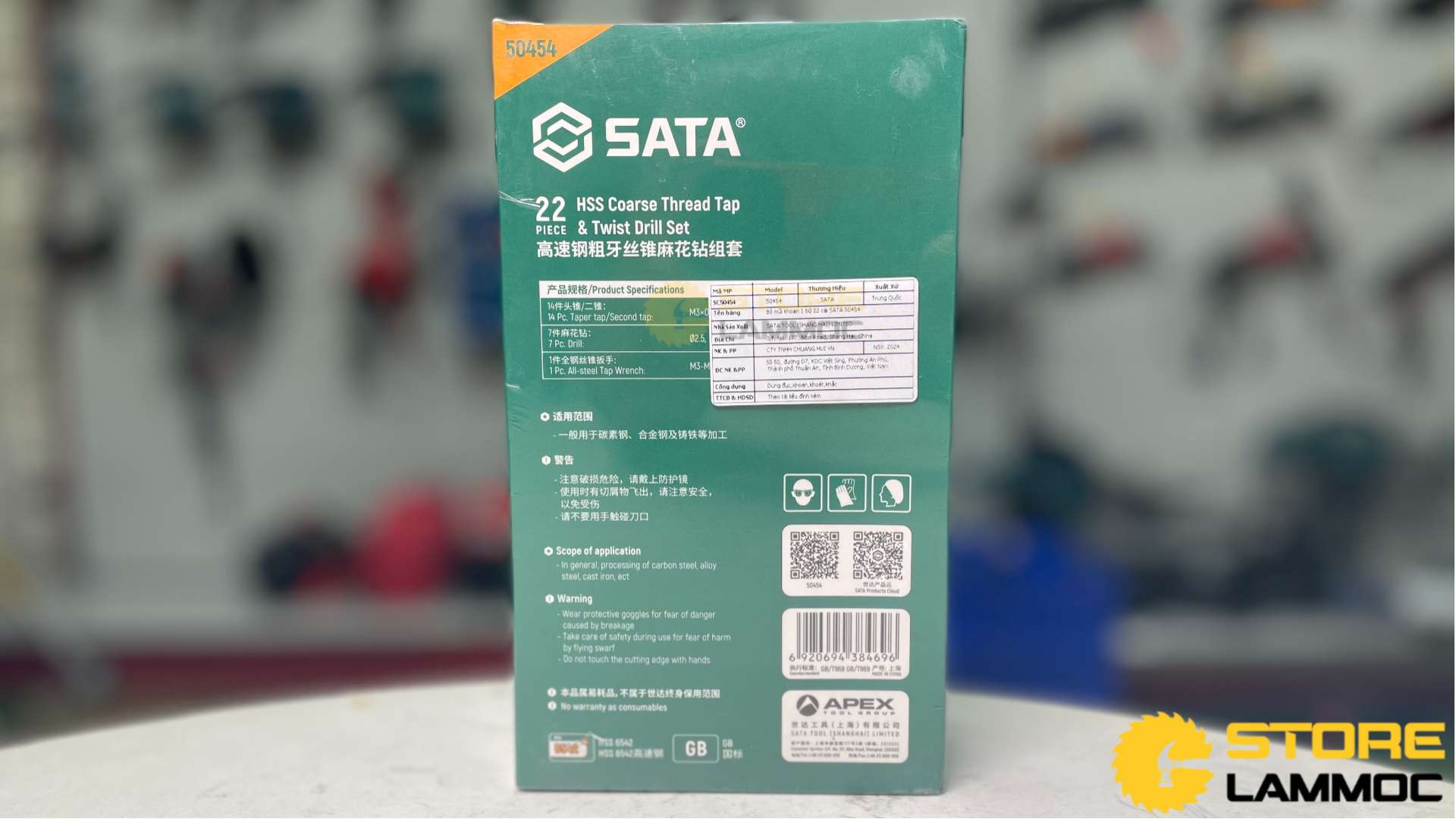 Bộ mũi khoan và taro ren trong (bộ 22 cái) Sata 50454
