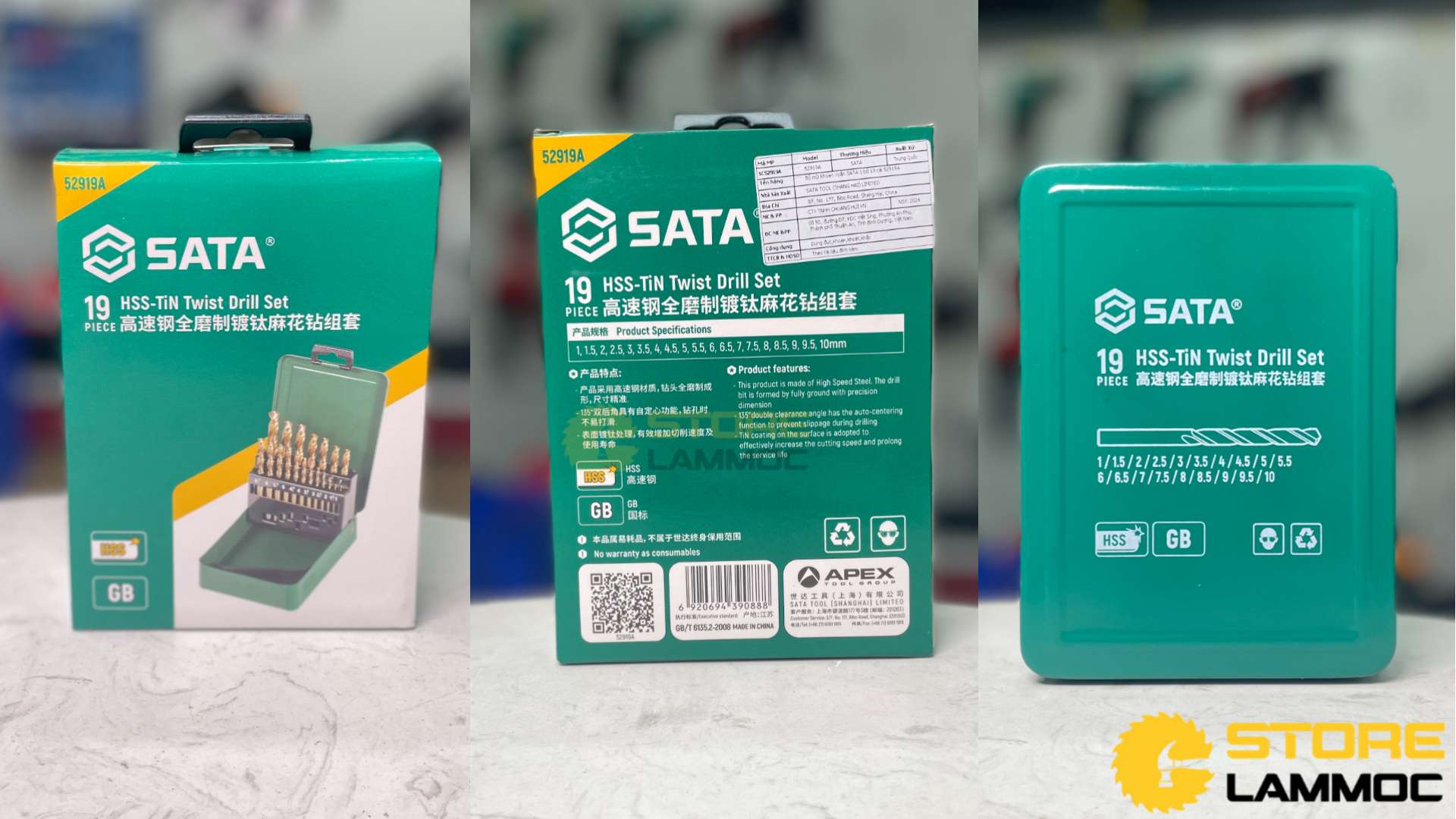 Bộ mũi khoan xoắn (bộ 19 cái) Sata 52919A