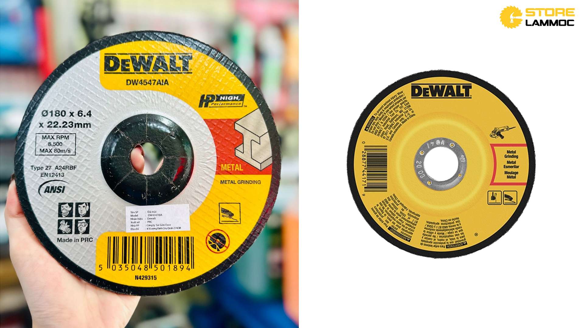 ĐĨA MÀI KIM LOẠI DEWALT DW4547AIA-AE 180MM