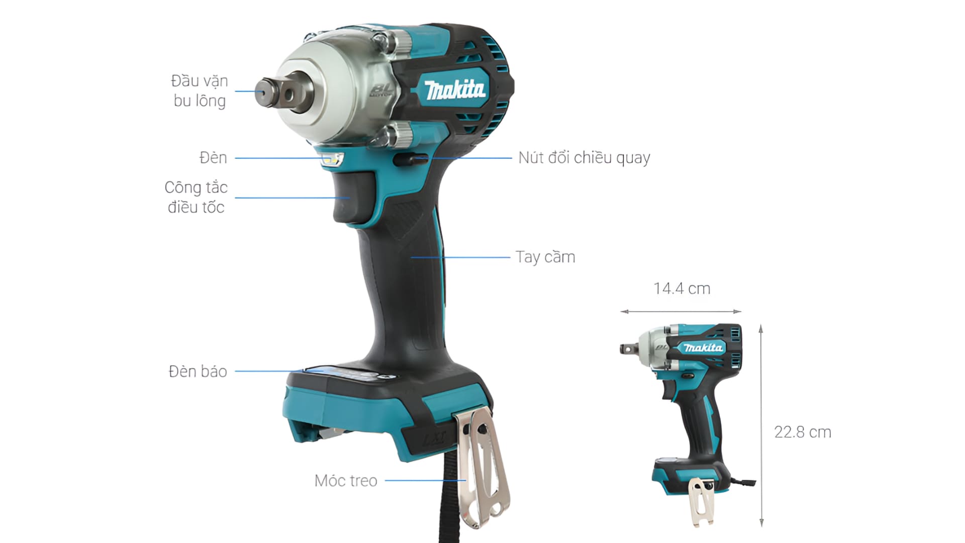 Độ ồn và kích thước của máy bắn bu lông pin