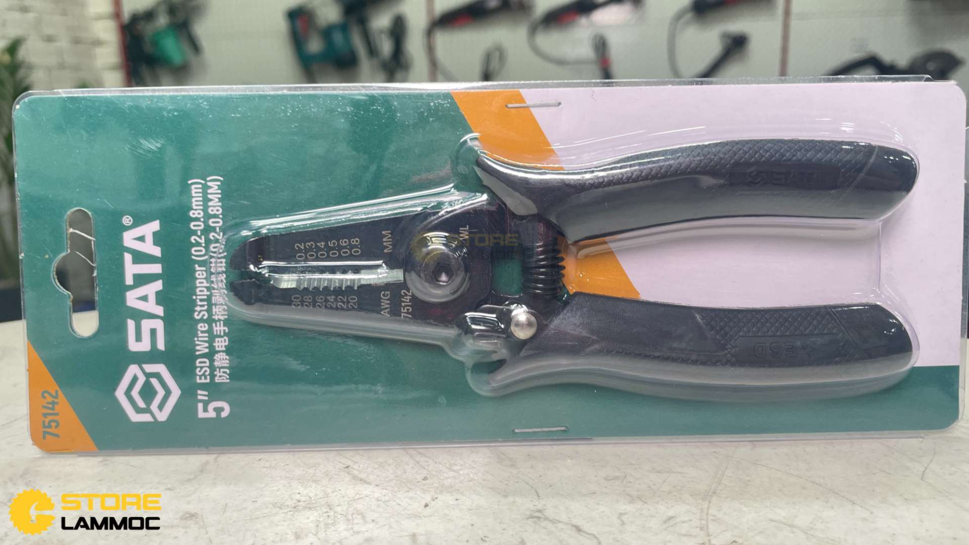 Kìm tuốt dây điện 5inch 0.2-0.8mm tay cầm chống tĩnh điện Sata 75142