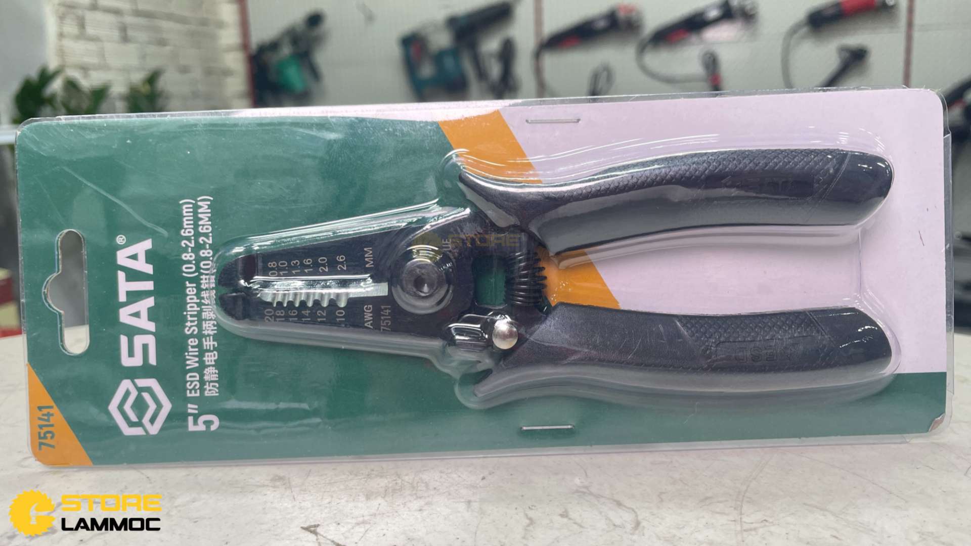 Kìm tuốt dây điện 5inch 0.8-2.6mm tay cầm chống tĩnh điện Sata 75141