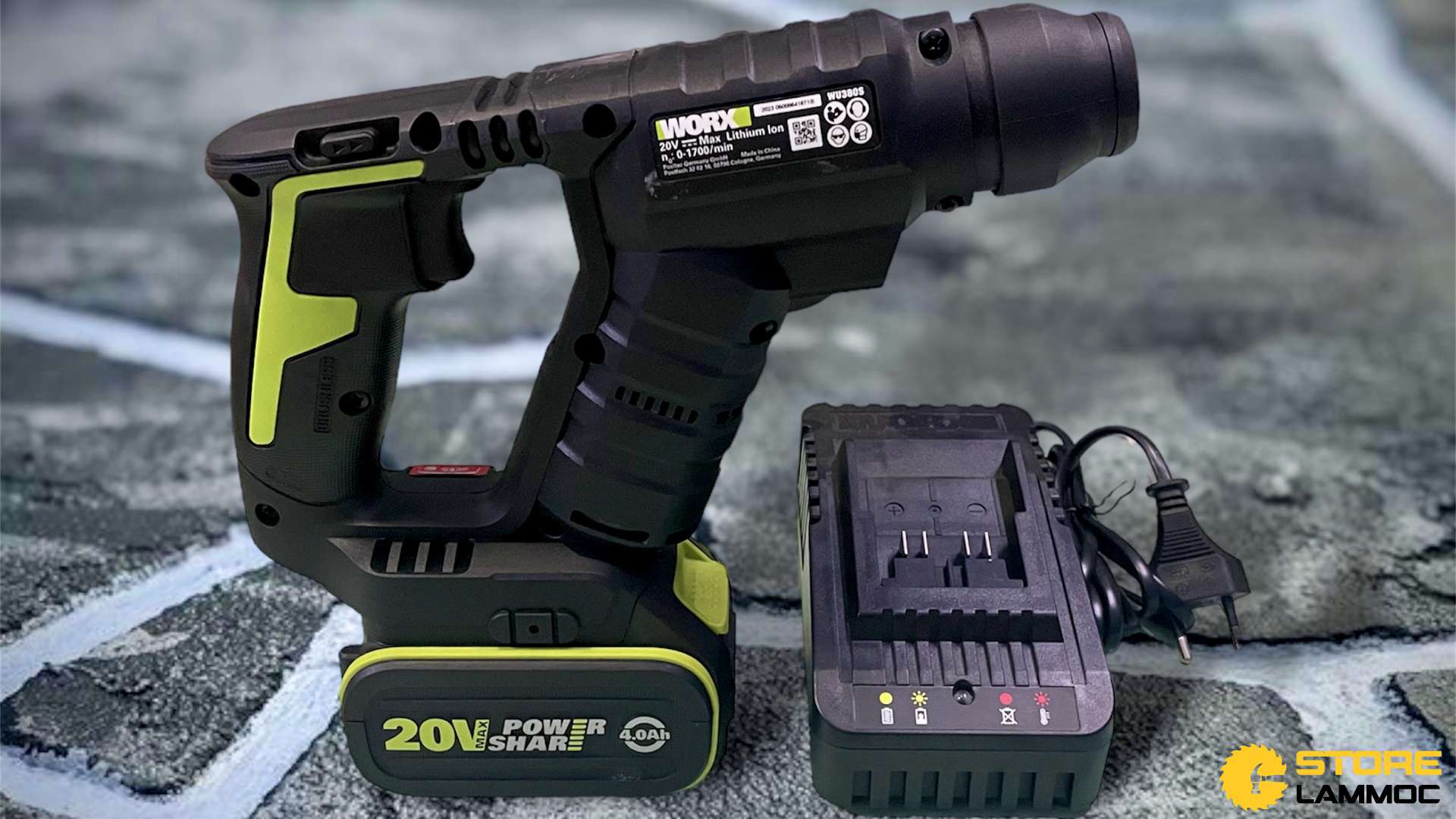 Máy khoan bê tông pin 20V, 1.7J Worx WU380S