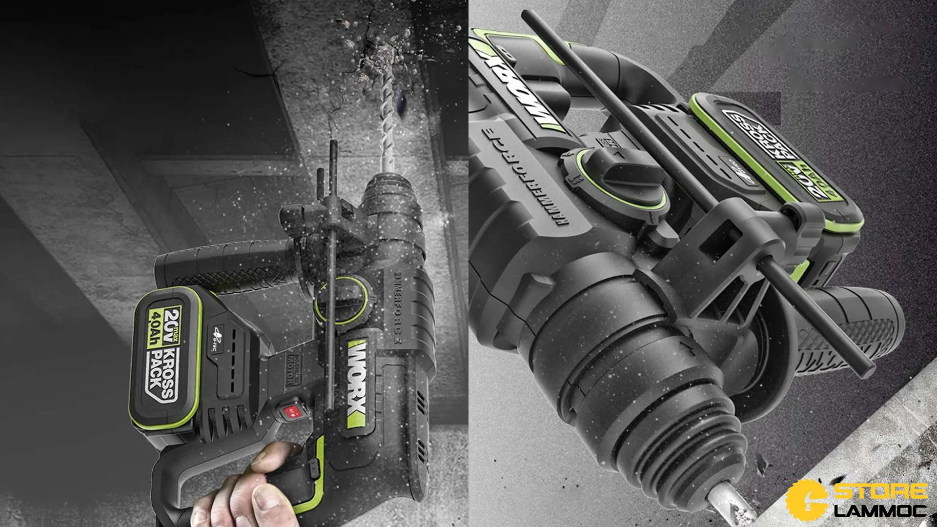 Máy khoan bê tông pin 20V Worx WU387