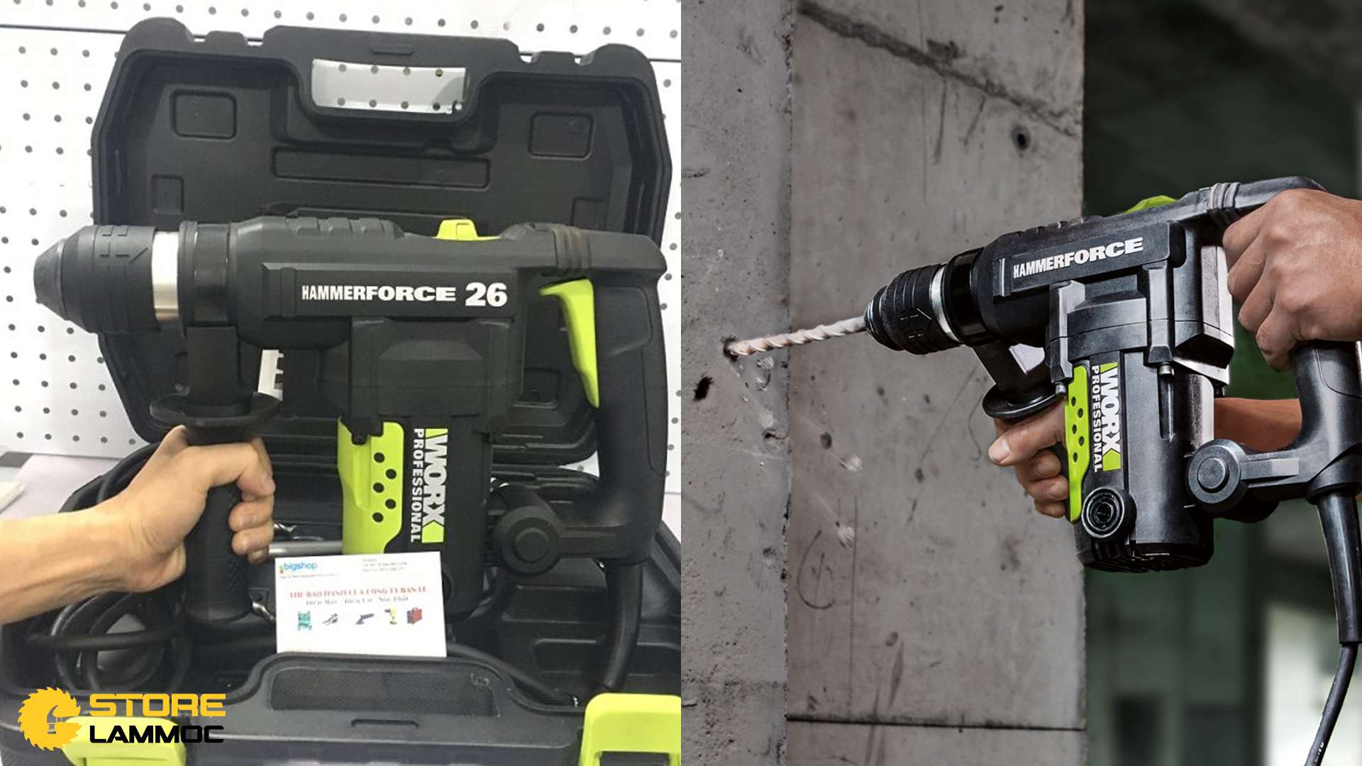 Máy khoan bê tông Worx Green 1010W 26mm WU326P