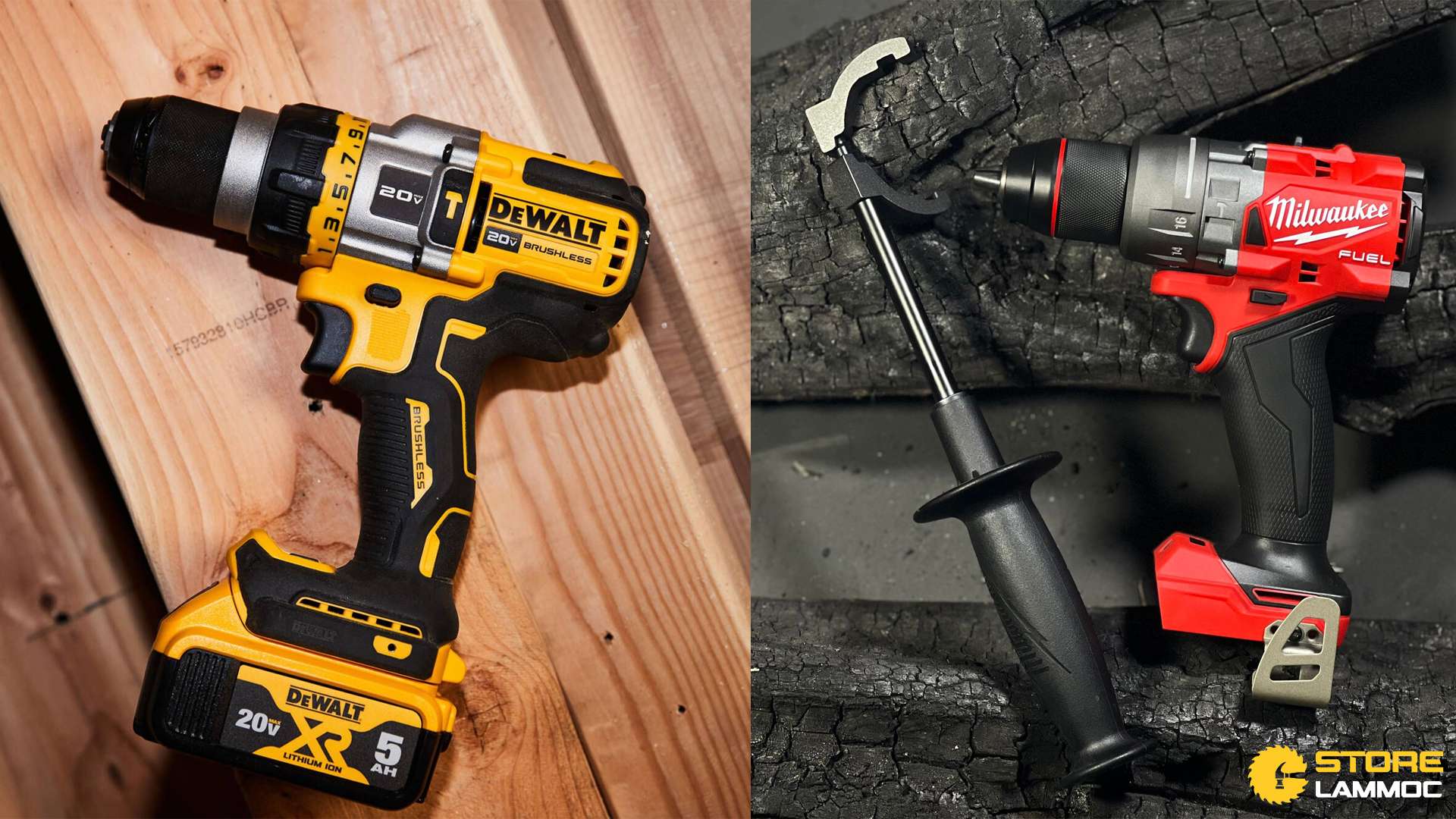 máy khoan pin có búa DeWalt DCD999 vs Milwaukee 2904