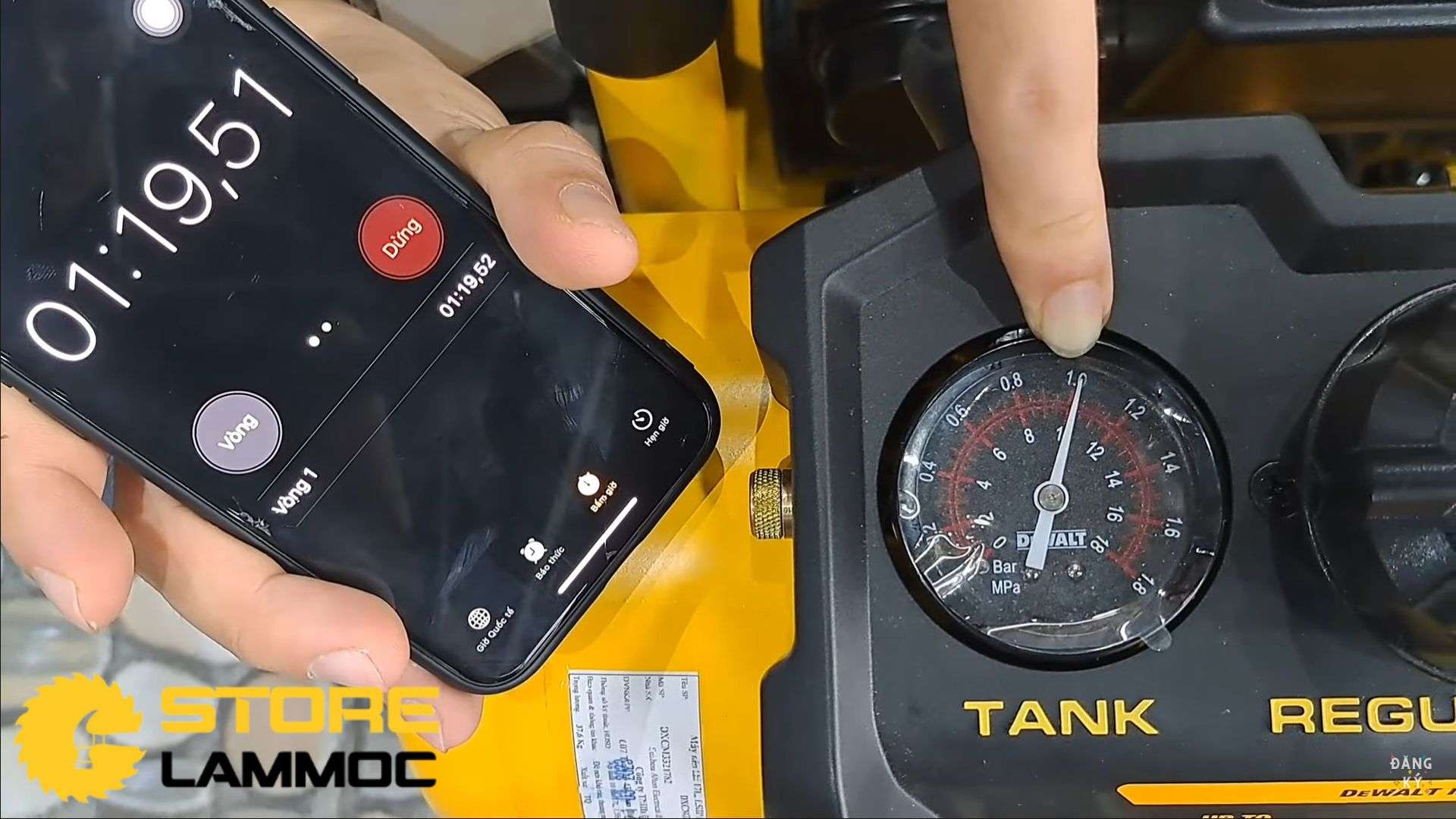 Thời gian bơm của MÁY NÉN KHÍ DEWALT USA MODEL DXCM3321782