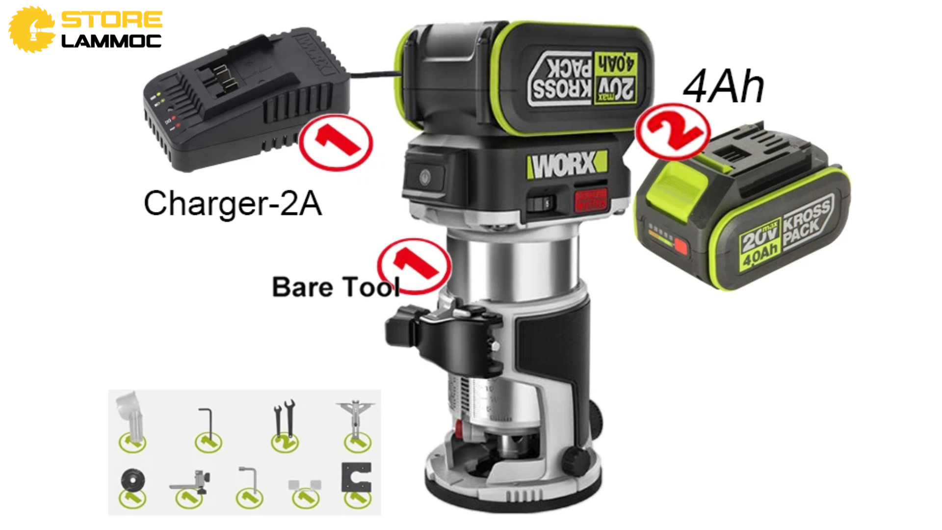 Phụ kiện của máy phay pin Worx WU560