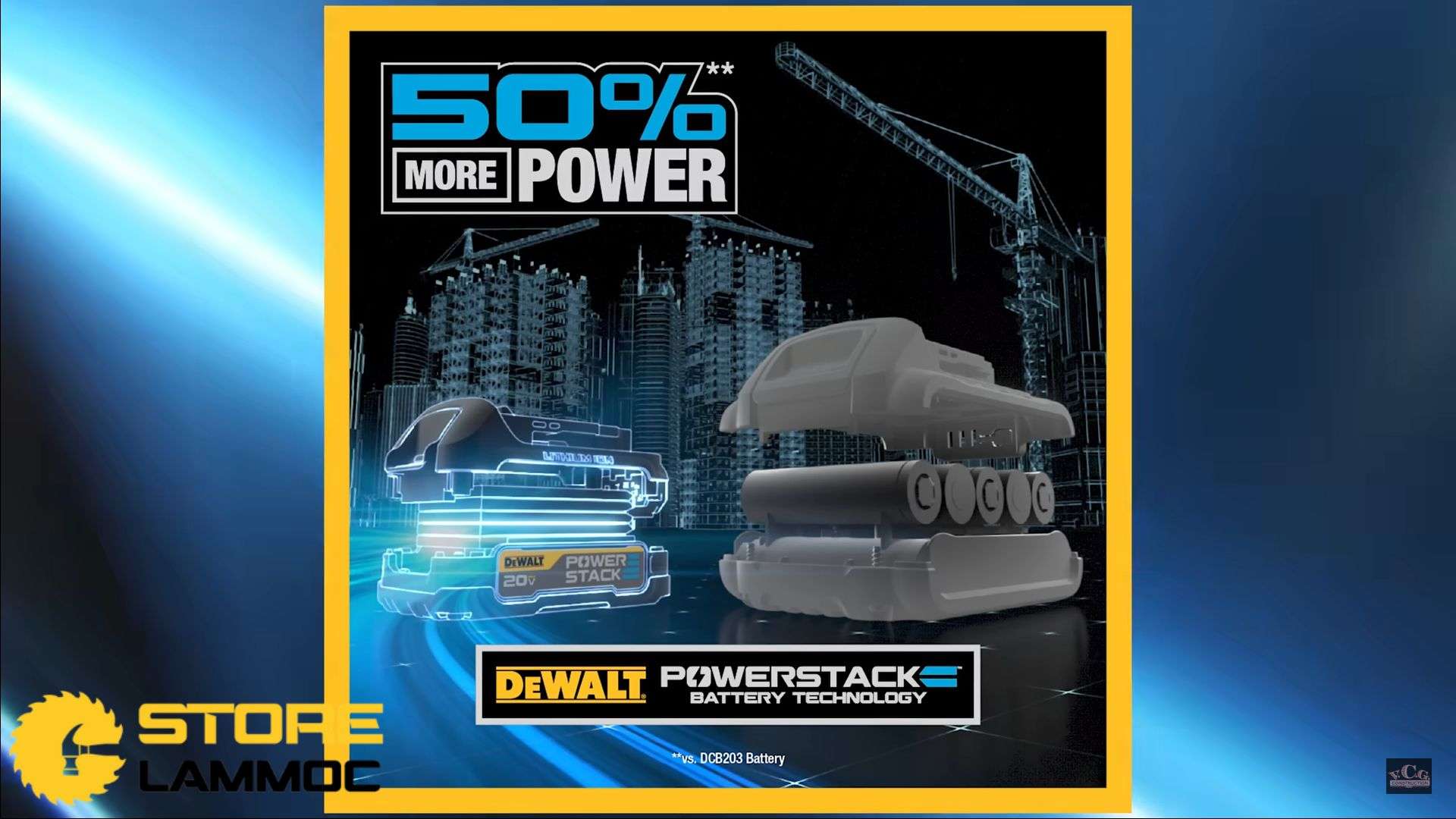 Pin Powerstack Dewalt mạnh hơn 50% so với pin thường