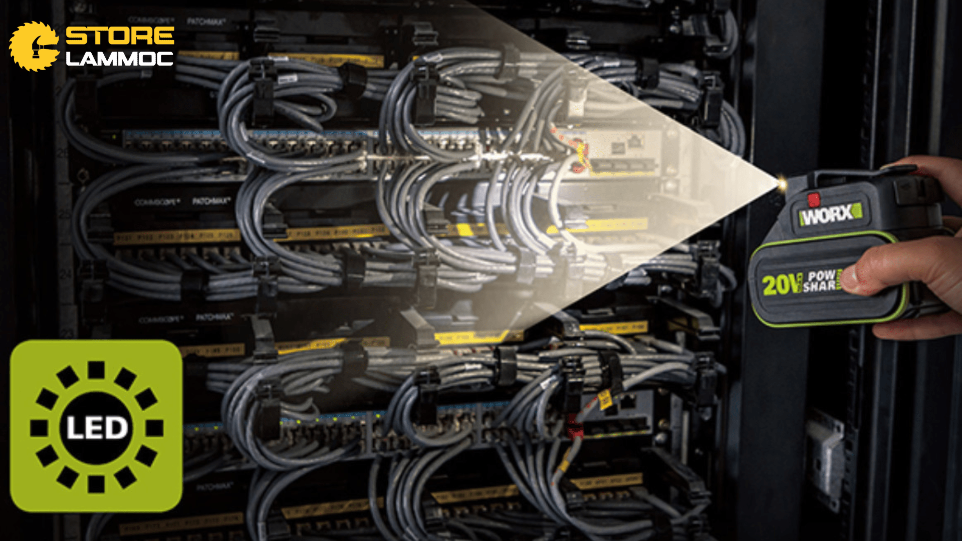 Pin sạc Worx WU020 tích hợp đèn LED