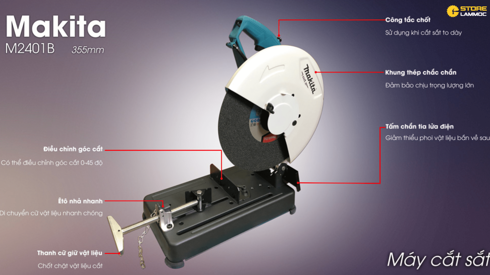 Thiết kế của máy cắt sắt MAKITA M2401B