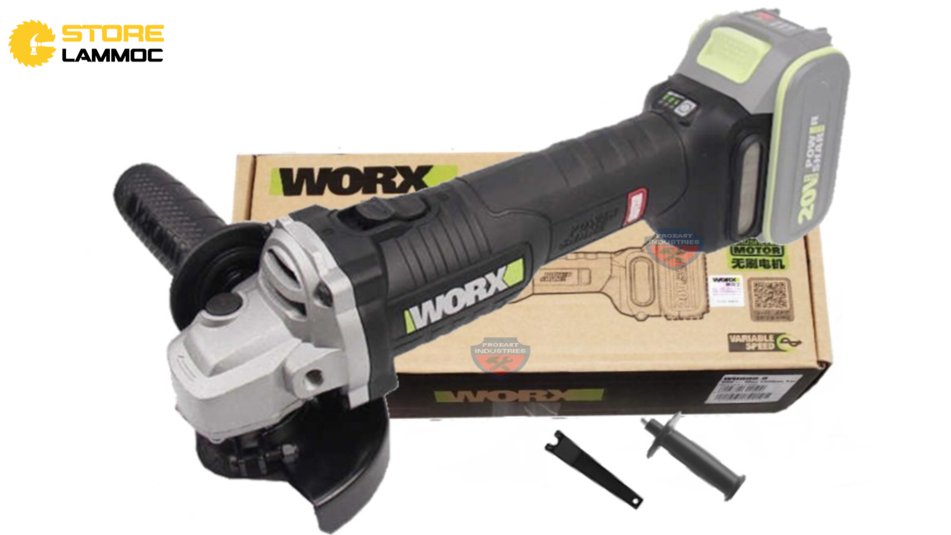 Thiết kế của máy mài góc pin Worx WU808.9