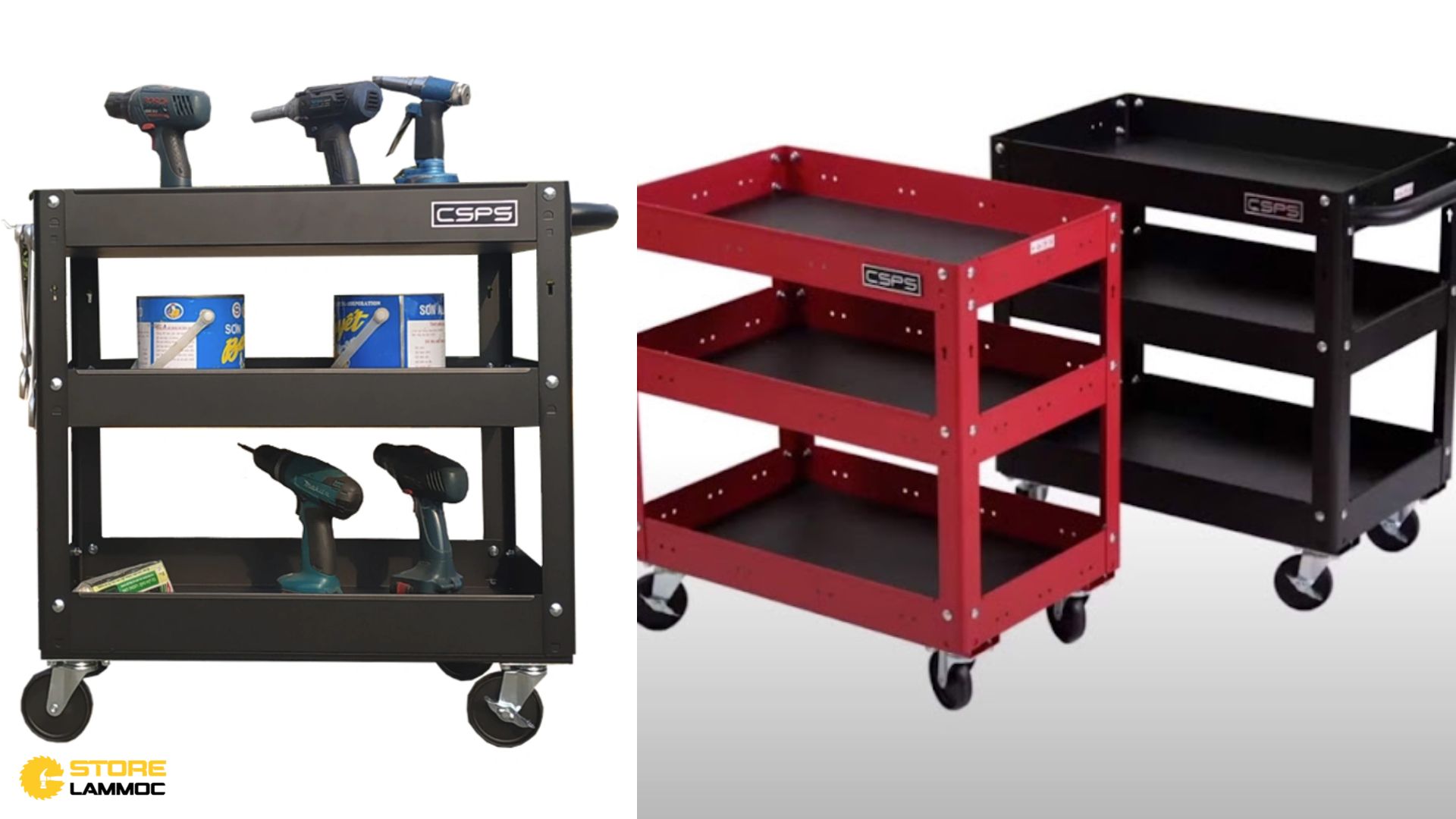Tủ đồ nghề CSPS 3 ngăn với xe đẩy