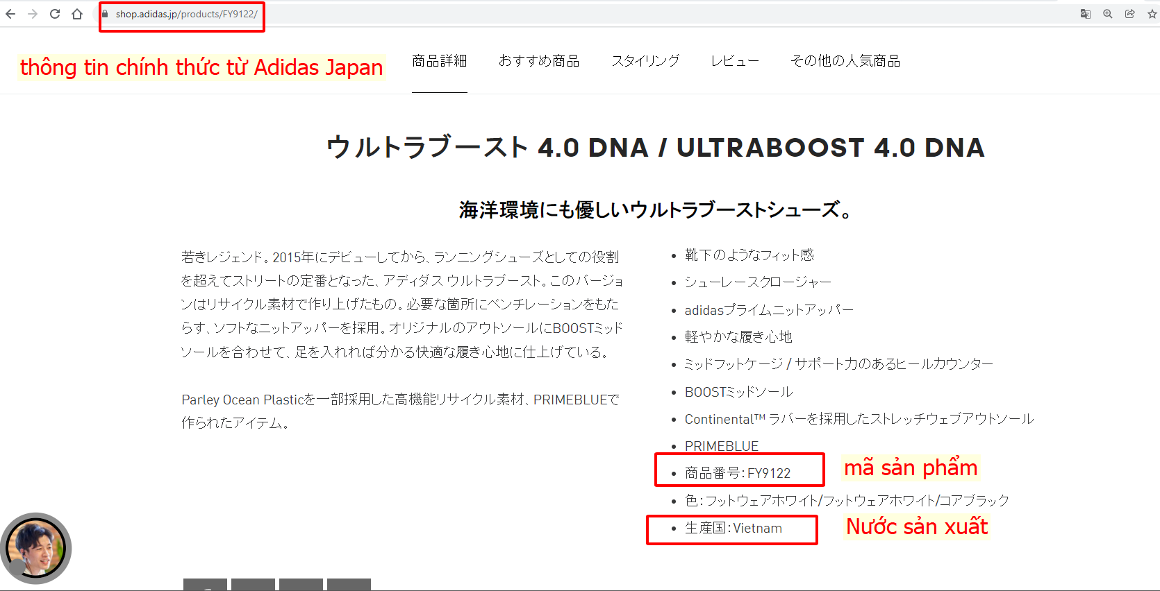 thông tin Giày Adidas Ultraboost DNA 4.0 trắng FY9122