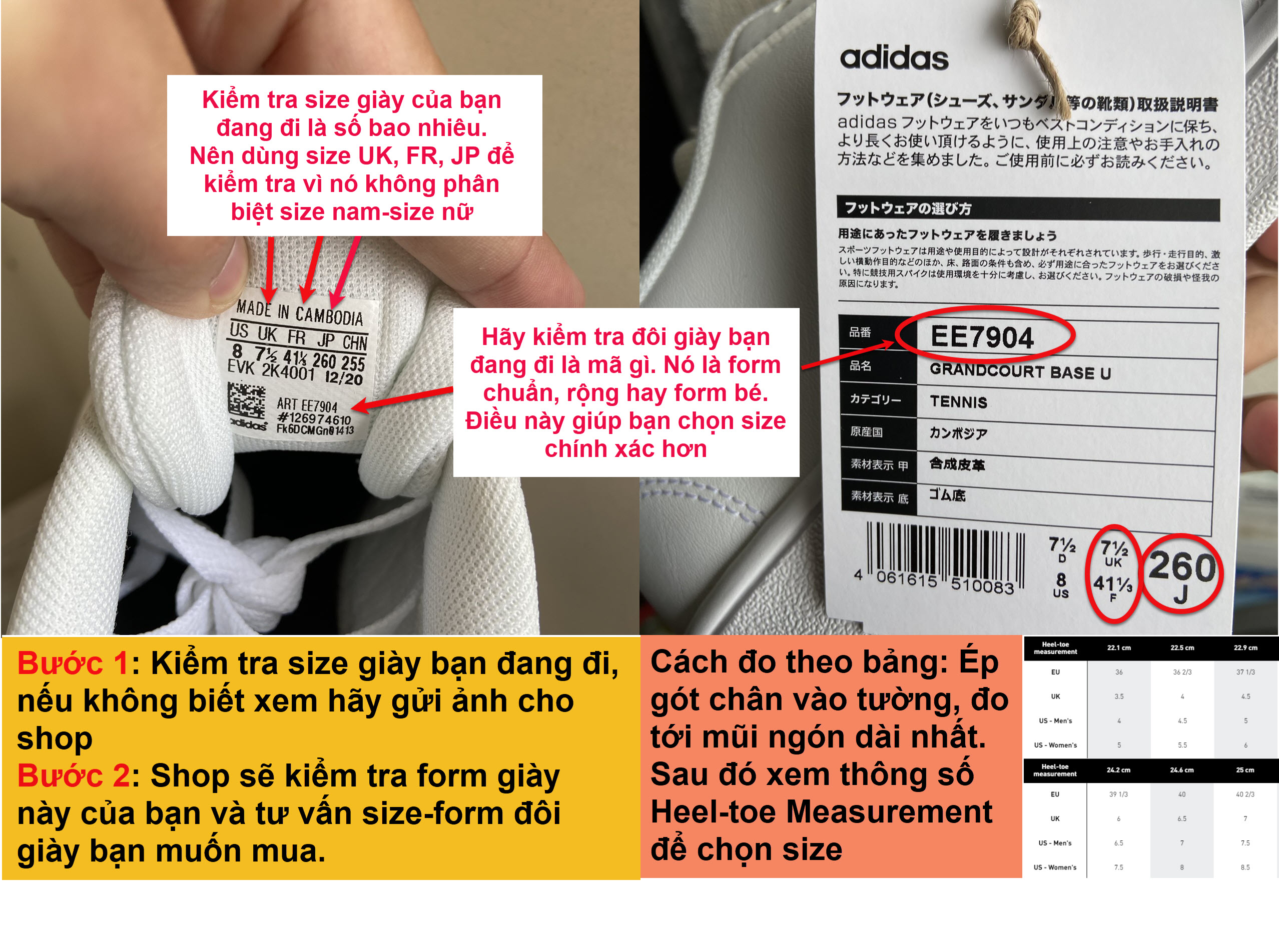 Hướng dẫn cách chọn size giày adidas, nike chính hãng