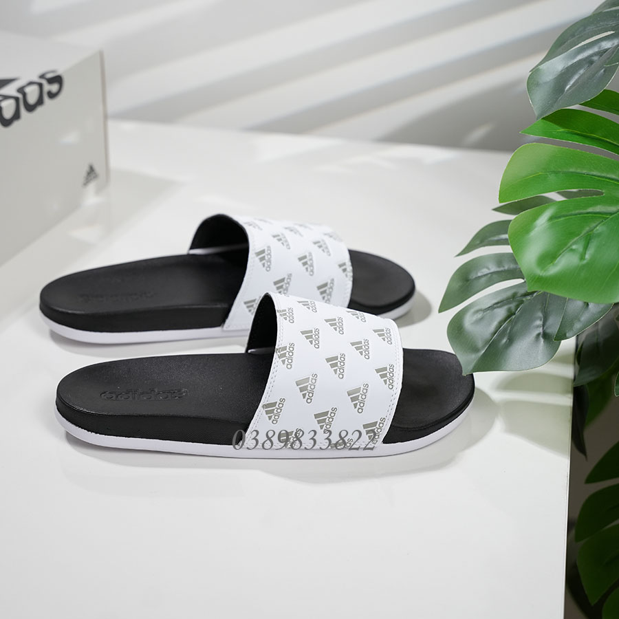 mặt trái Dép adidas chính hãng Adilette Comfort GV9737 Đen Trắng
