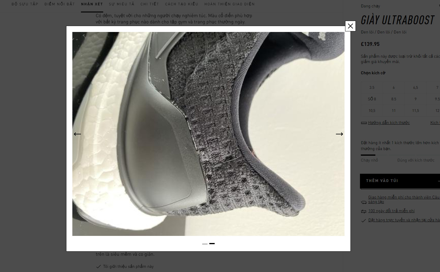 Giày Adidas chính hãng bị lỗi thừa keo