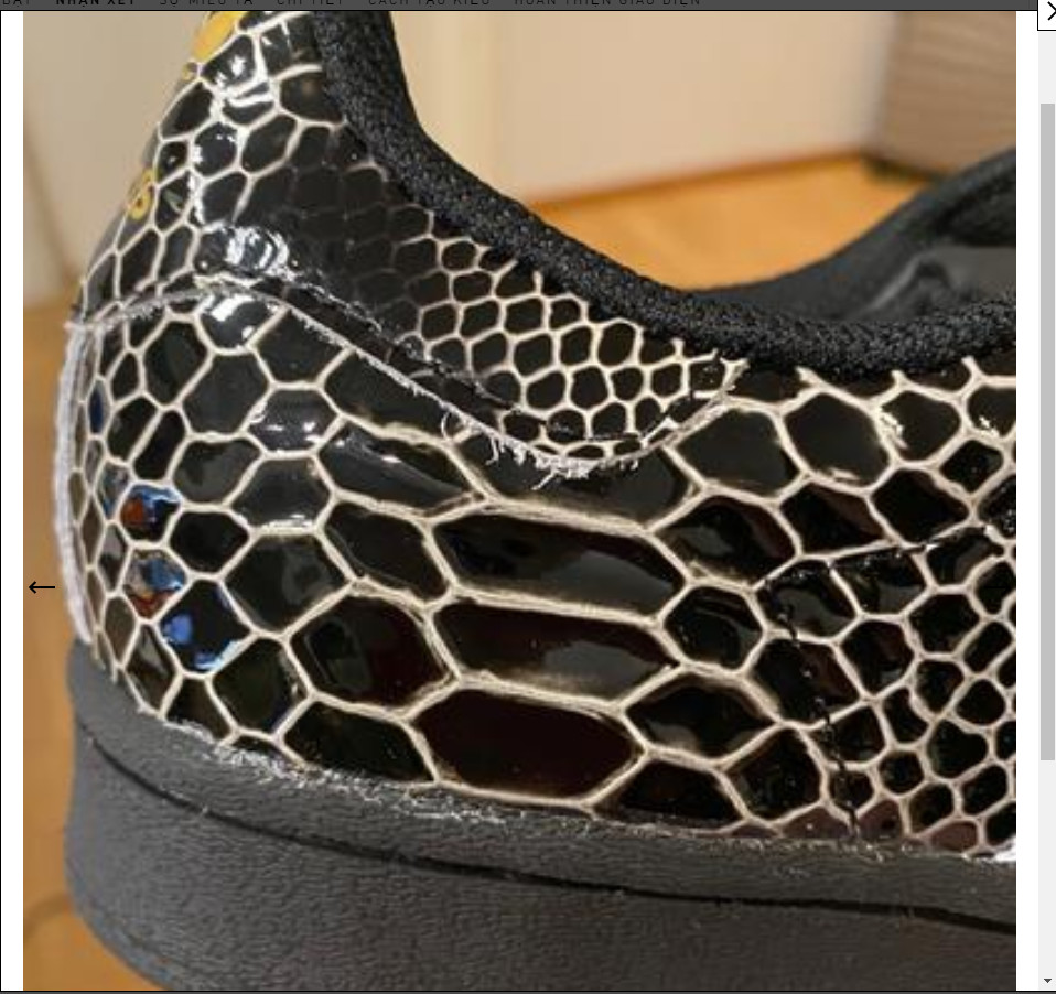 Giày Adidas chính hãng bị lỗi thừa keo