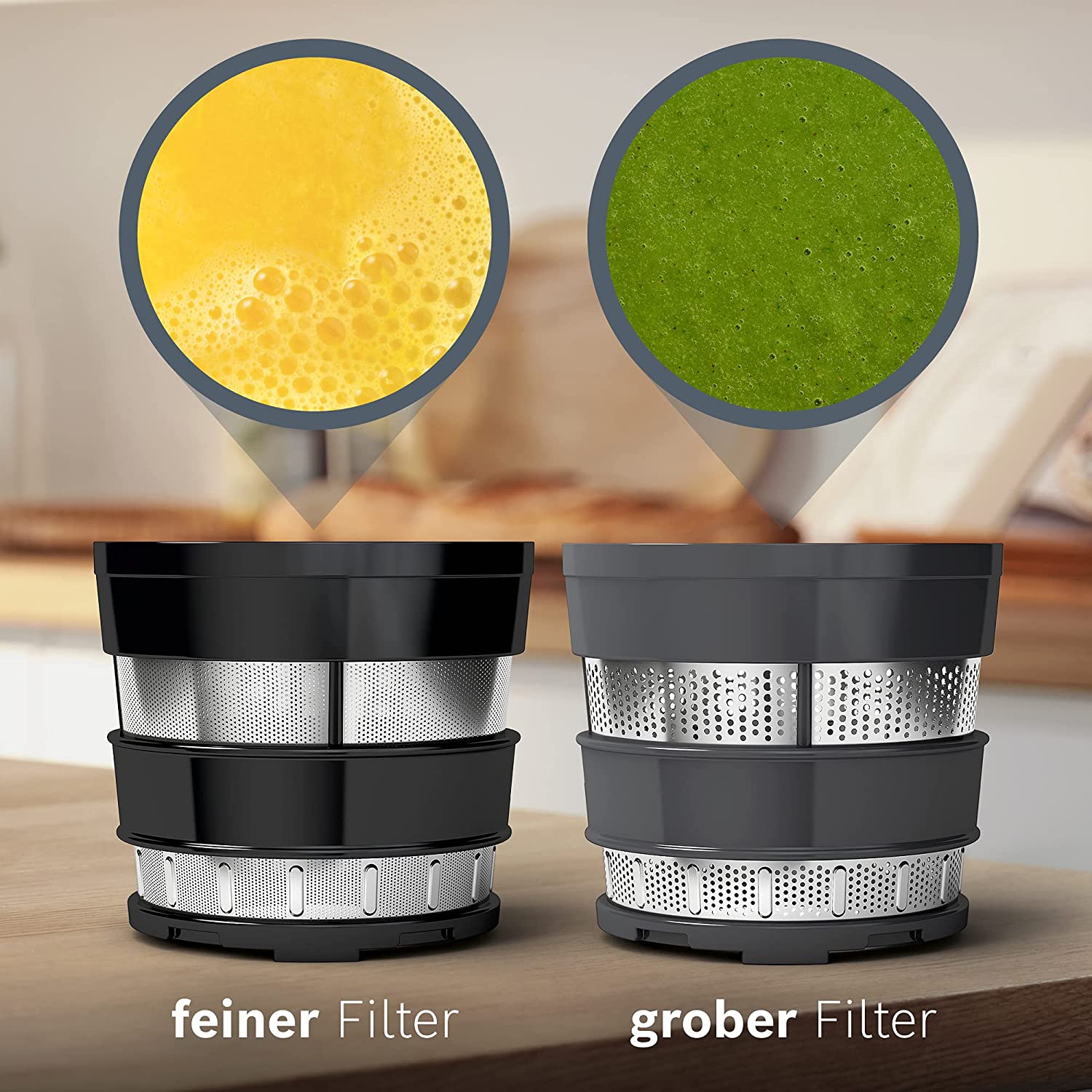 Mô tả sản phẩm Máy ép chậm Bosch MESM500W - Hai bộ lọc