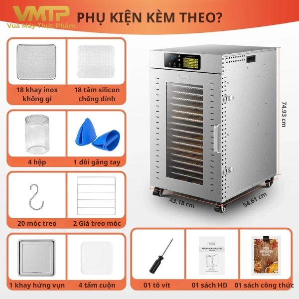 Máy Sấy Thực Phẩm Công Nghiệp 18 Khay DBC-18A