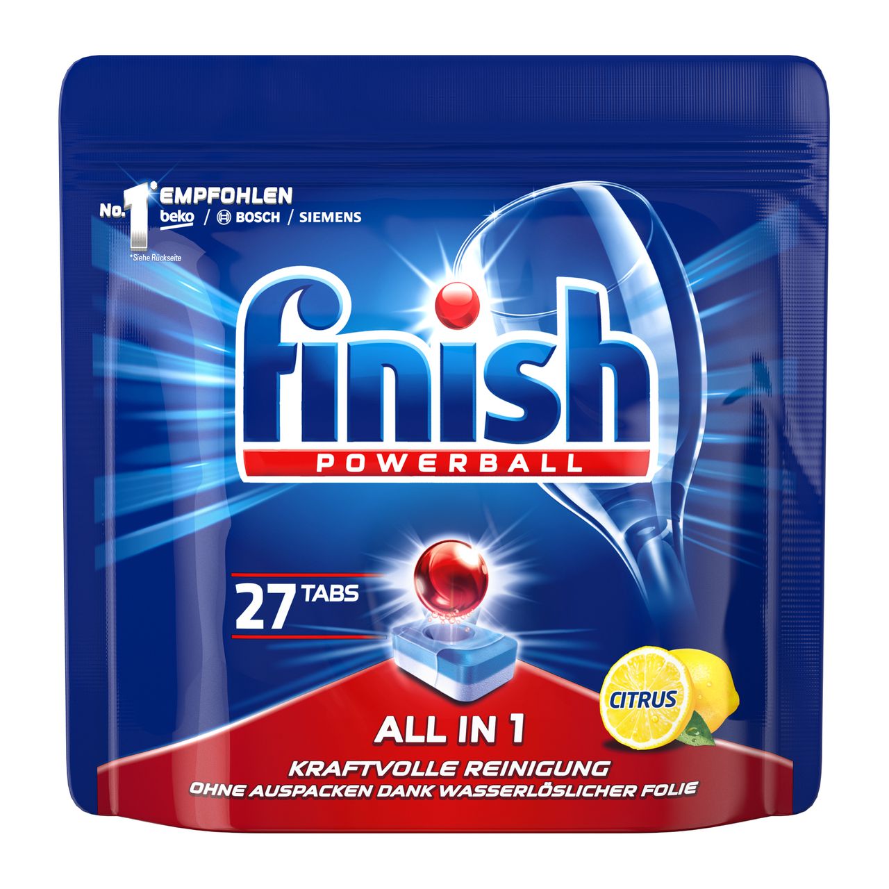 Viên rửa bát finish All In One 27 viên Hương chanh