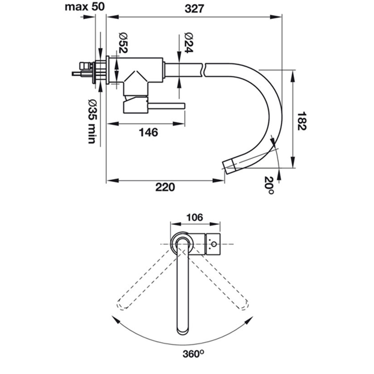 Vòi rửa bát Blanco Mida XL màu đen, màu xám