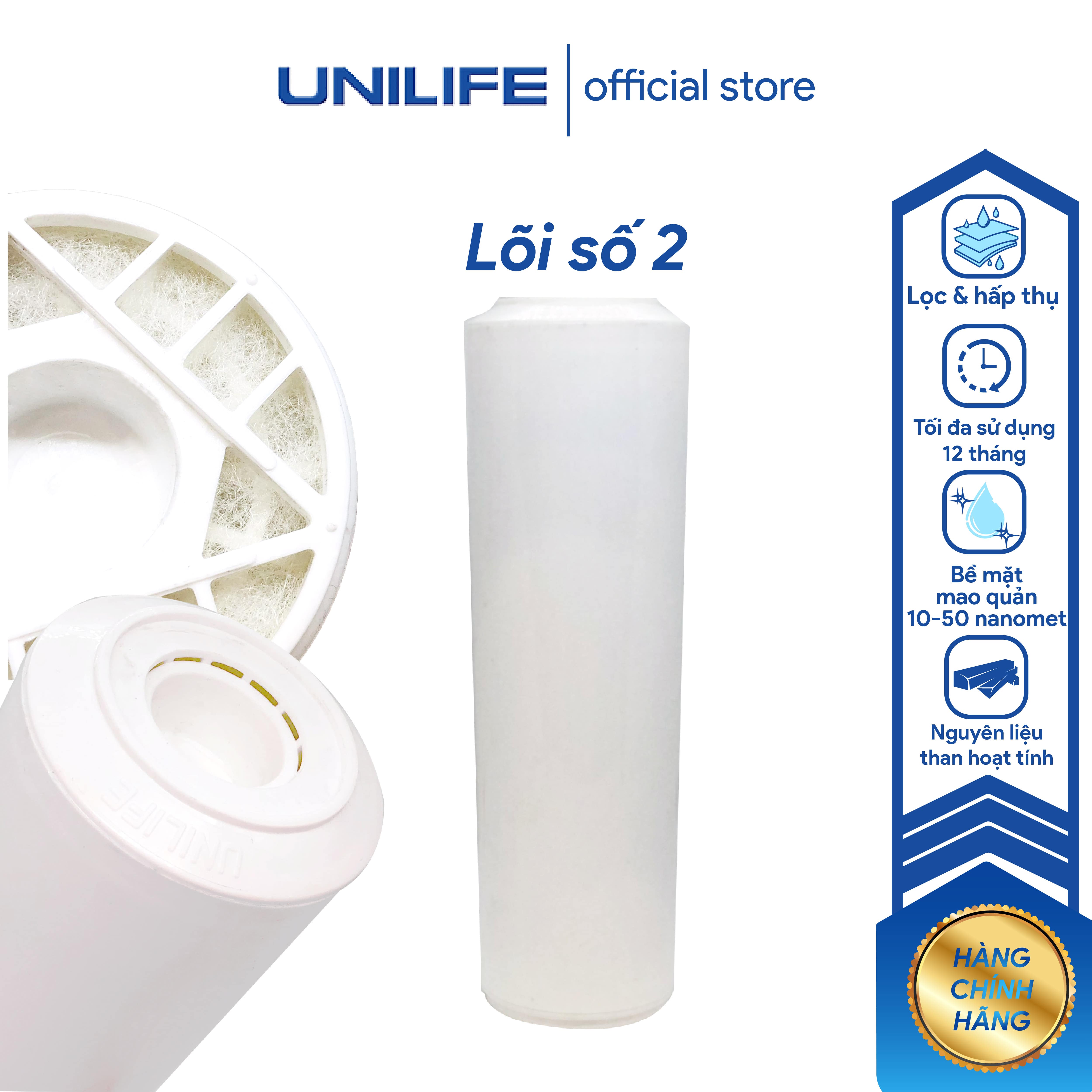 Bộ lõi lọc nước số 1, 2, 3 Unilife chính hãng, bộ lọc công nghệ lọc tinh khiết cùng than hoạt tính