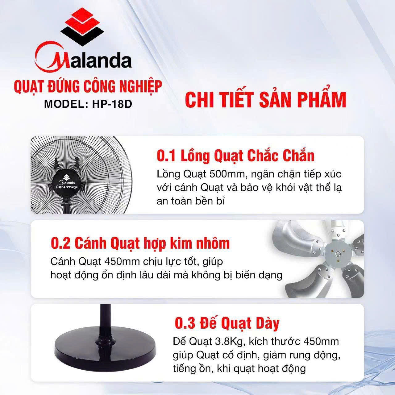 Quạt đứng Công nghiệp Malanda HP-18D (Unilife)