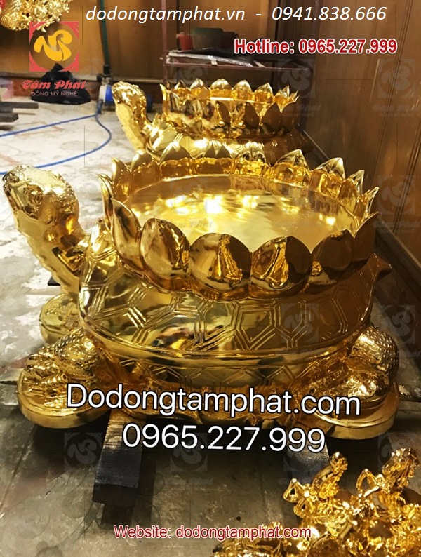 Tượng rùa phong thủy bằng đồng mạ vàng 24k nặng 50kg