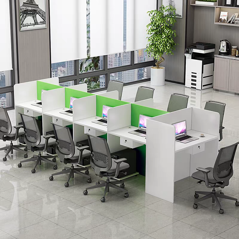 Cụm bàn nhân viên gỗ có vách ngăn
