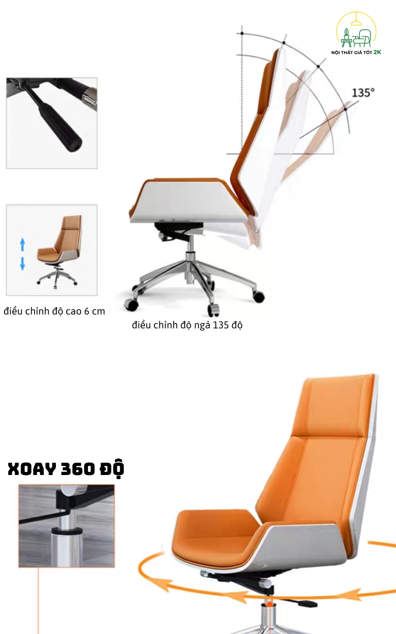 Ghế có khả năng điều chỉnh độ cao để phù hợp với chiều cao bàn làm việc.