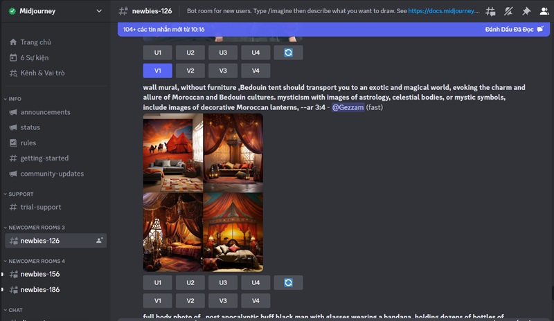 Giao diện tương tác với Midjourney