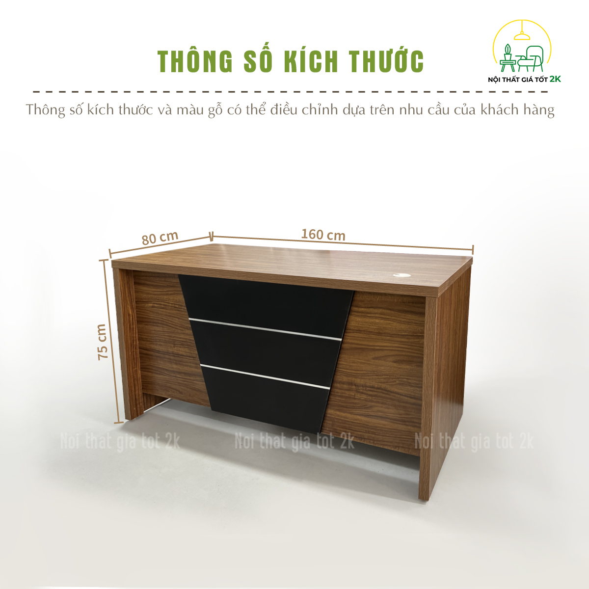 kích thước bàn giám đốc dài 1m6