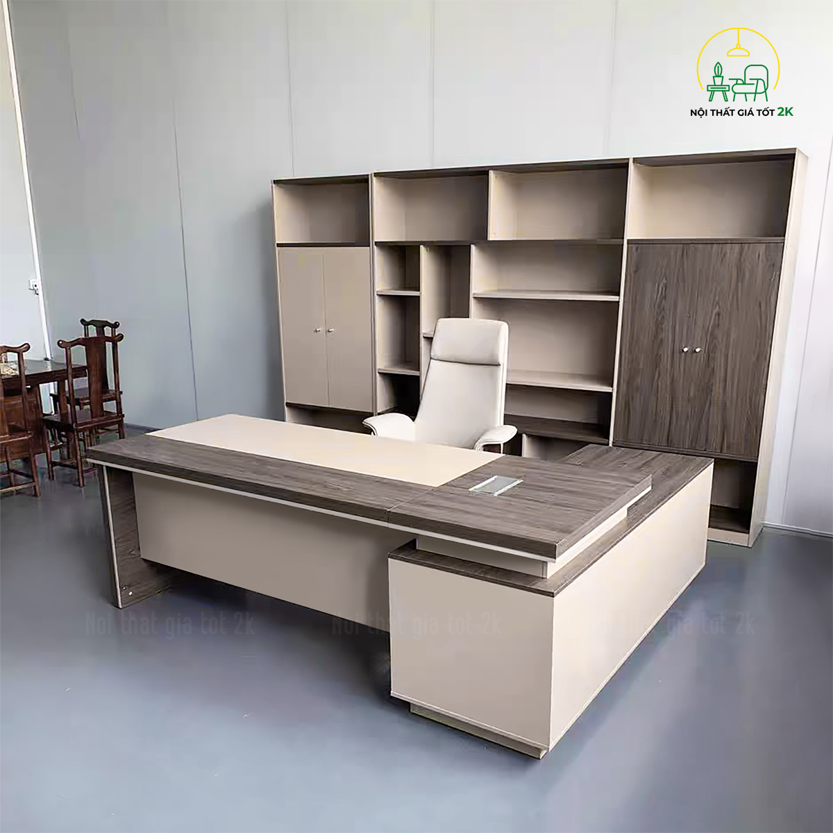 bàn giám đốc kèm tủ phụ