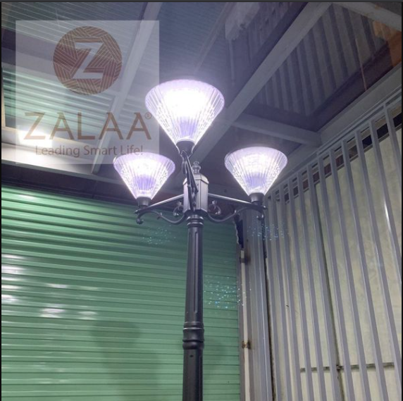 Cột đèn công viên sân vườn điện năng lượng mặt trời 3 đèn mã số ZGGD-4505-3