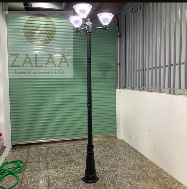 Cột đèn công viên sân vườn điện năng lượng mặt trời 3 đèn mã số ZGGD-4505-3