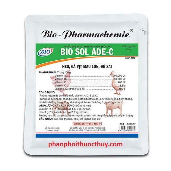 bio sol ADE C 100gr vật nuôi mau lớn, đẻ sai