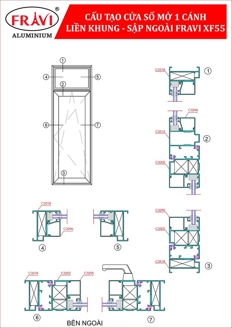 Cửa Sổ Mở Quay Nhôm XingFa Hệ 55