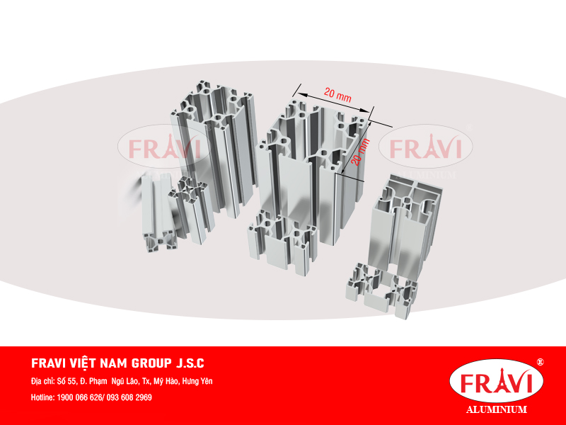 khung nhôm băng tải 20x20 của Fravi Việt Nam khung nhôm băng tải 20x20