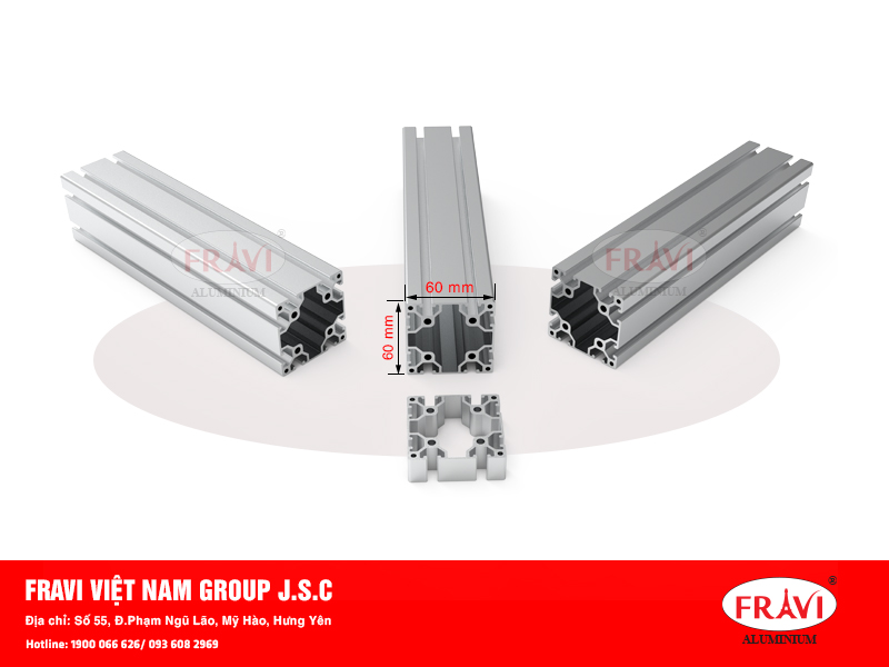 khung nhôm băng tải 60x60 của Fravi Việt Nam khugn nhôm băng tải 60x60