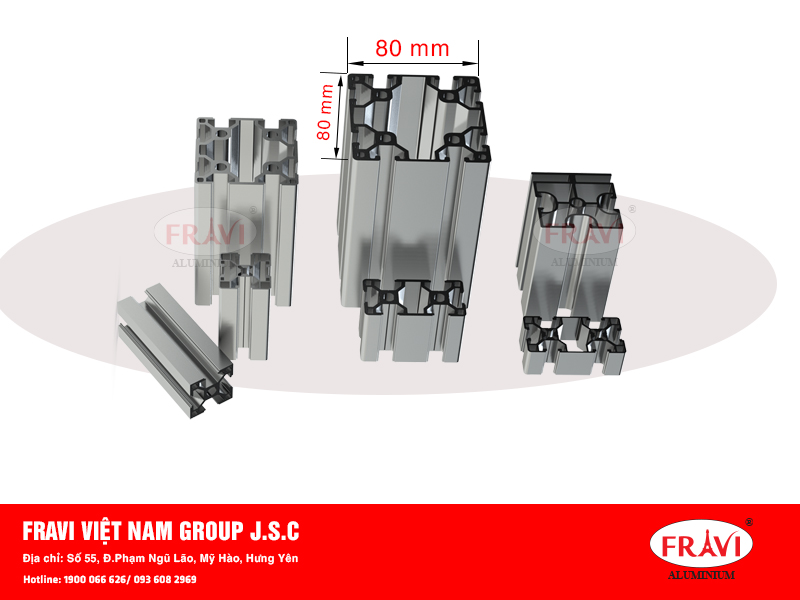 khung nhôm băng tải 80x80 của Fravi Việt Nam khung nhôm băng tải 80x80