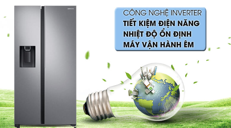 Tích hợp công nghệ Inverter giúp tiết kiệm điện, hoạt động bền bỉ lâu dài - Tủ lạnh Samsung Inverter 617 lít RS64R5101SL/SV