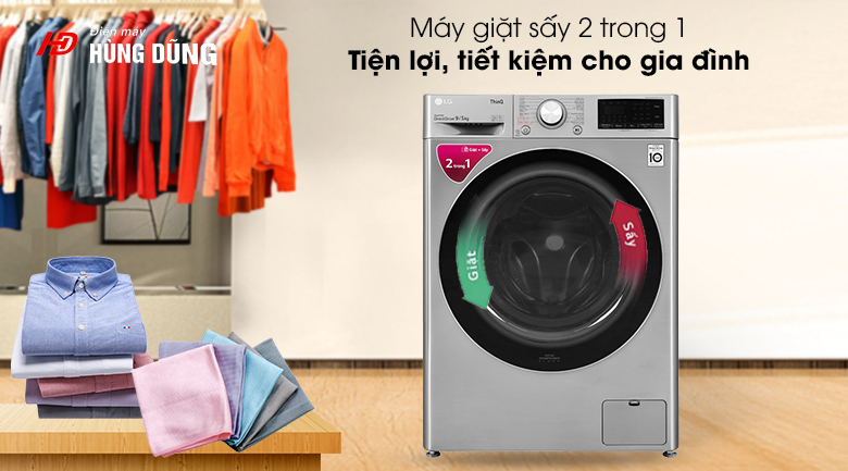 MÁY GIẶT SÁY LG INVERTER FV 1409G4V