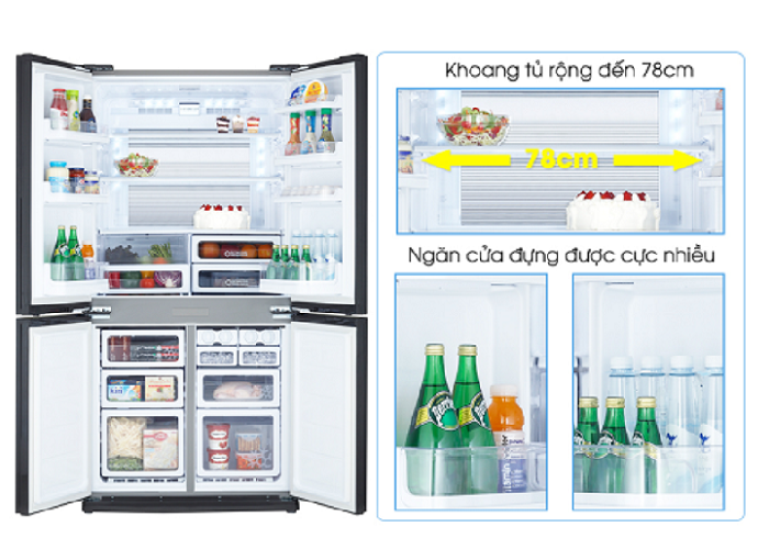 Tủ lạnh 4 cánh Shap Inverter SJ-FX631V-SL 626 lít