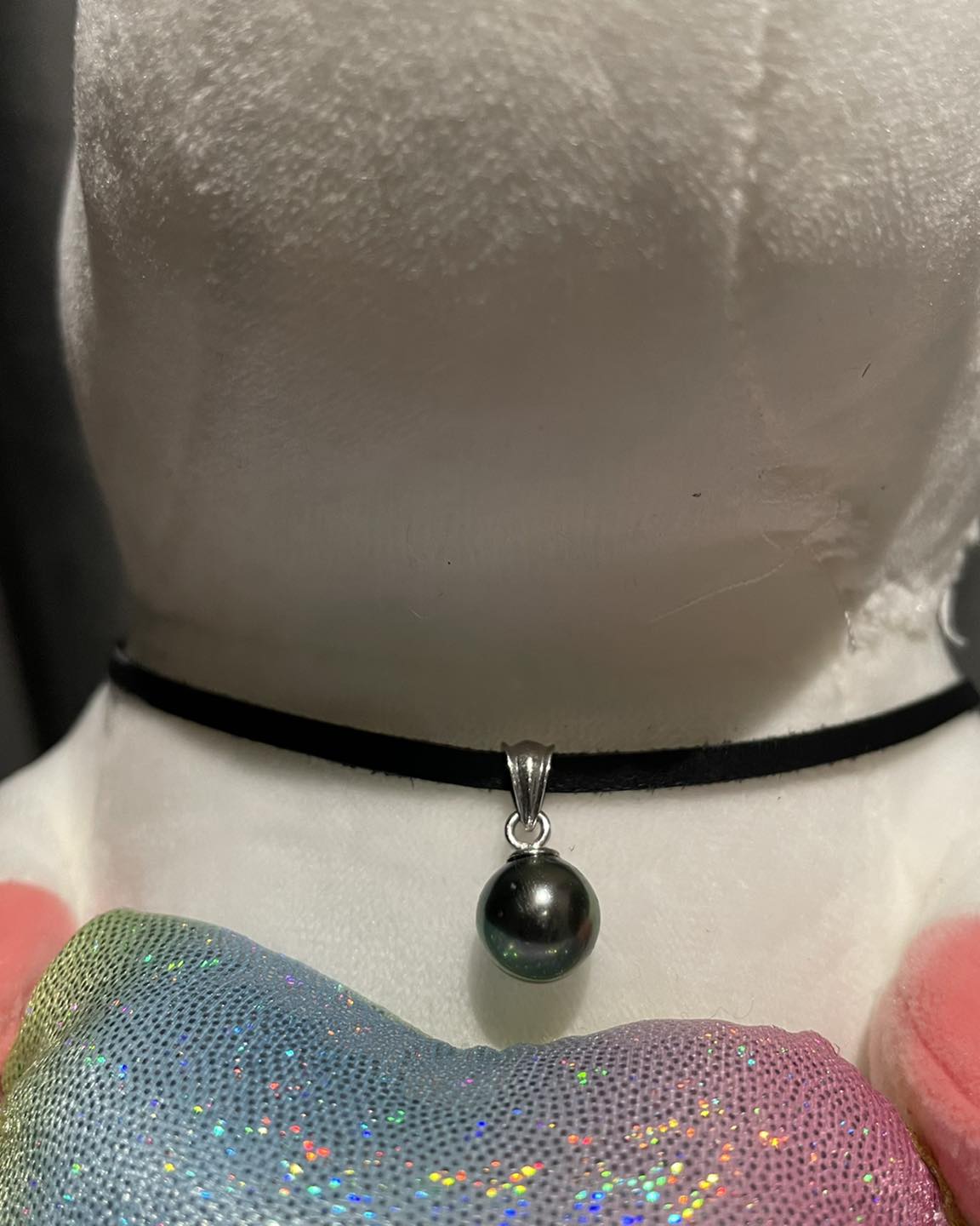 choker gắn ngọc trai đen tahiti lấp lánh xinh xắn